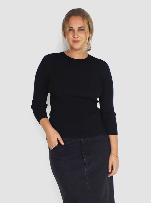 Giselle Stretch Circle Openback Pullover - Black