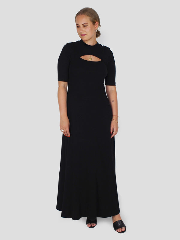 Cutout T-Shirt Dress - Black