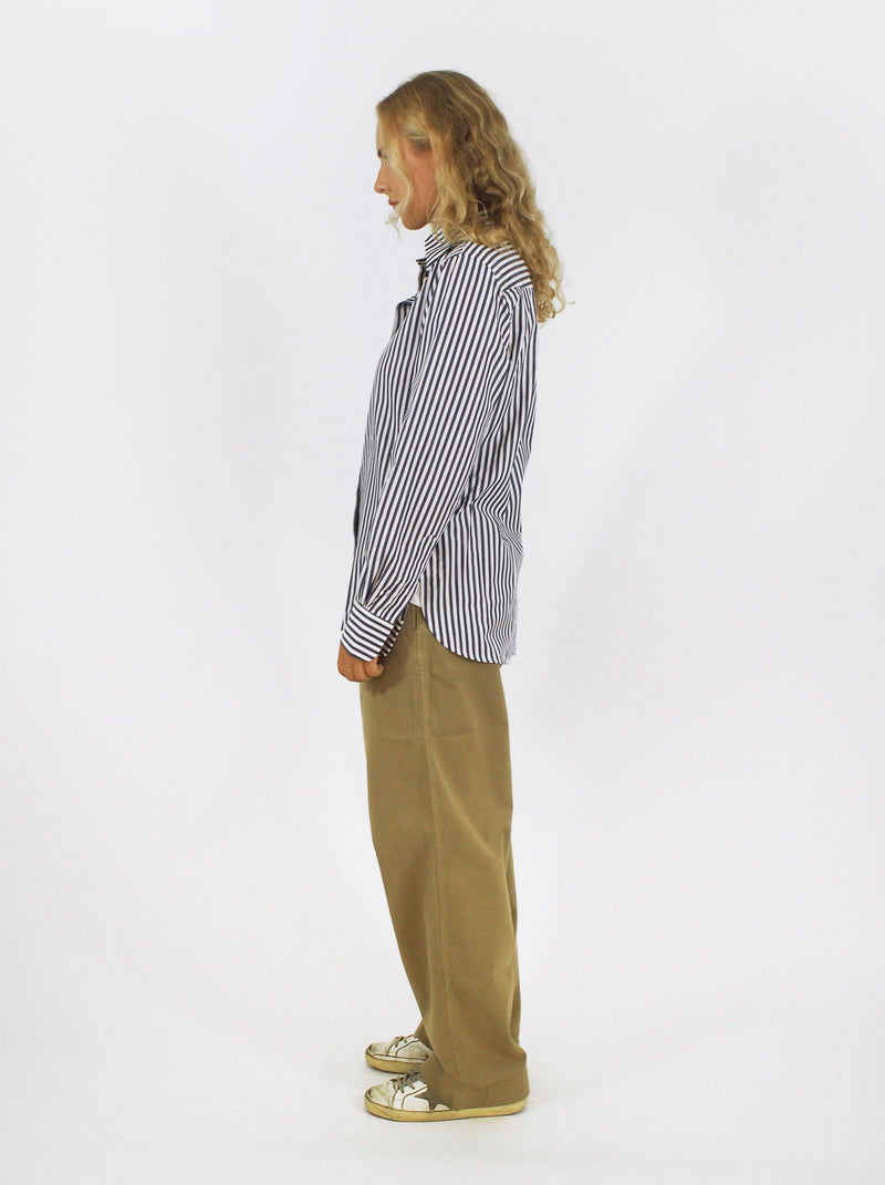 Officine Générale - Cotton Shirt Stripes - Navy Blue - Shirts - Boboli Vancouver Canada