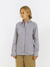 Officine Générale - Cotton Shirt Stripes - Navy Blue - Shirts - Boboli Vancouver Canada