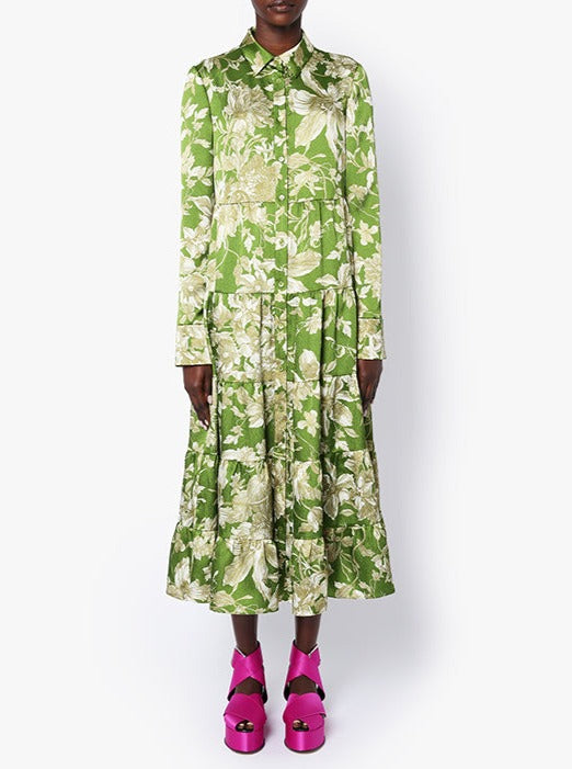Palmira Dress - Green/Ecru