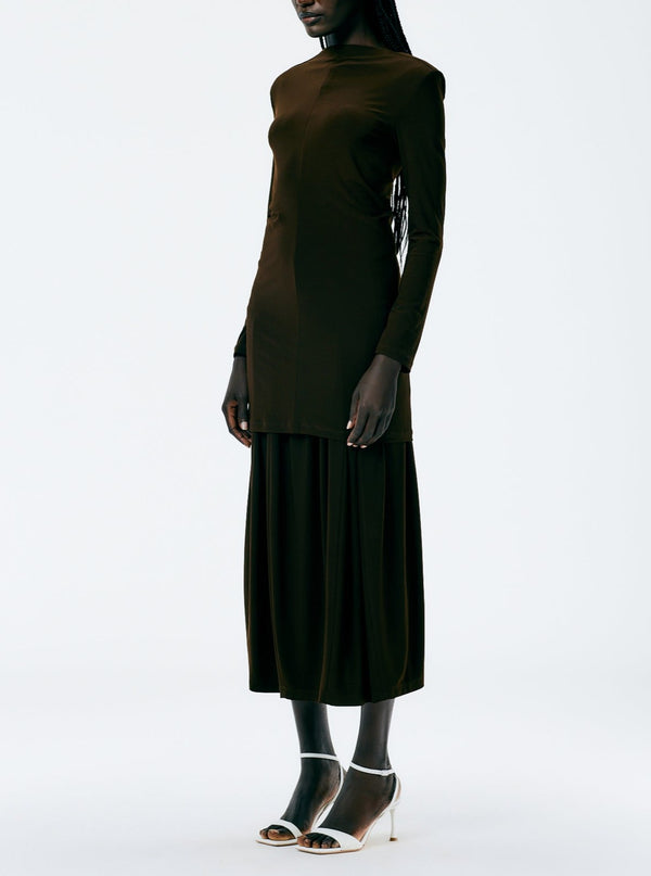 Drapey Jersey Lantern Skirt - Brown