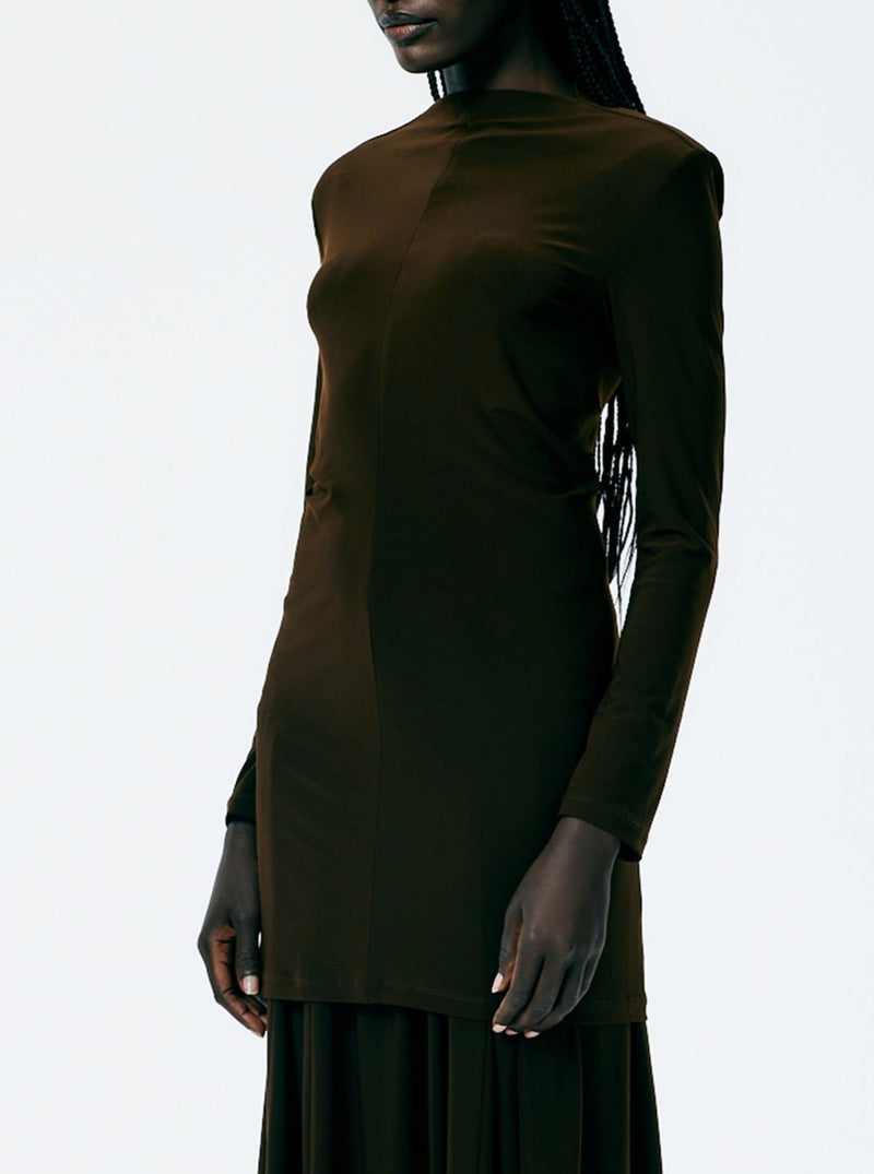 Drapey Jersey Tunic Top - Brown