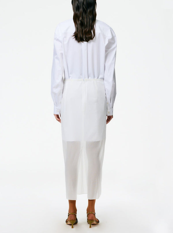 Eco Poplin New Twisted Slv Dress - White