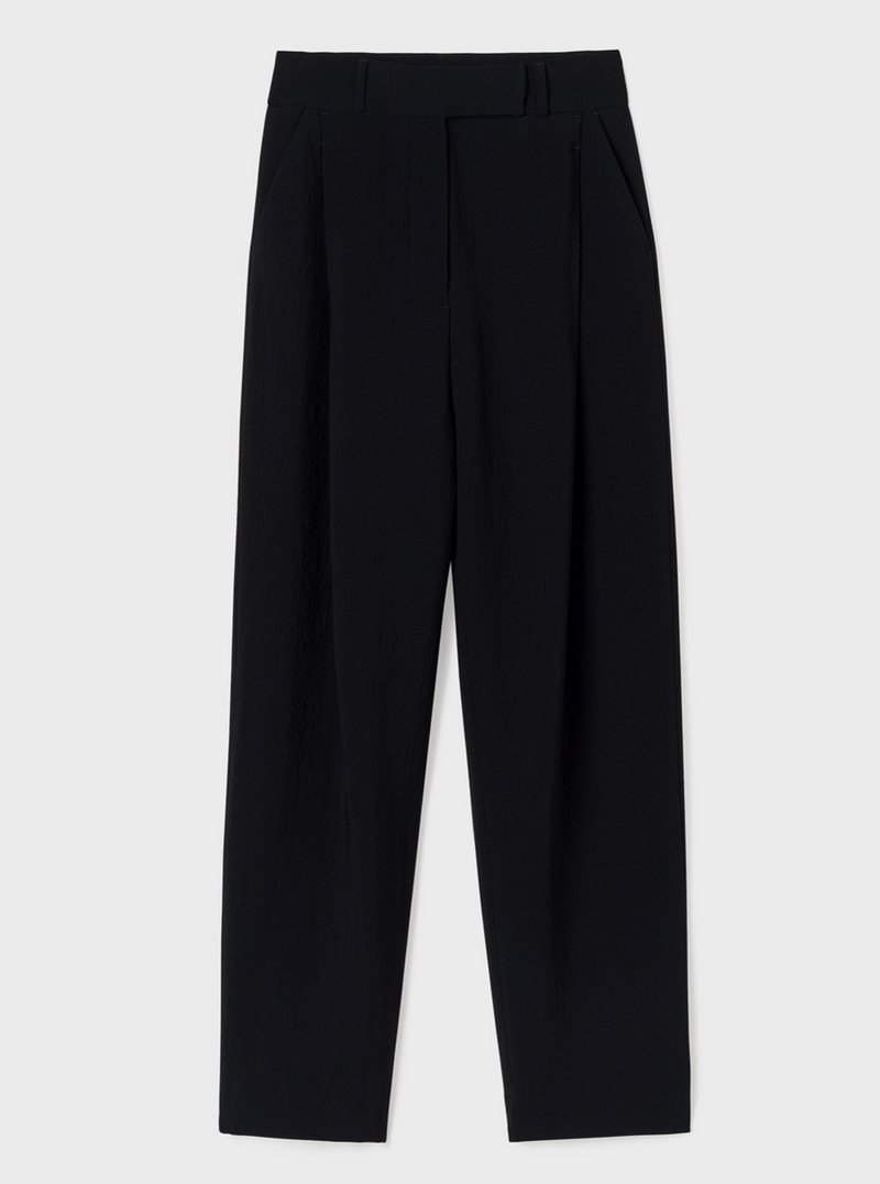 Deep Pleat Crepe Pant - Black