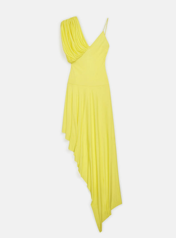 Asymmetric Cape Hem Mini Dress - Lemon