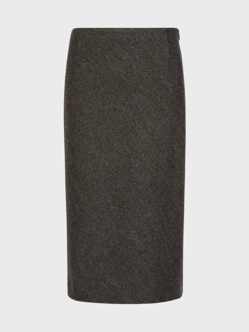 Herringbone A-Line Skirt - Dark Grey