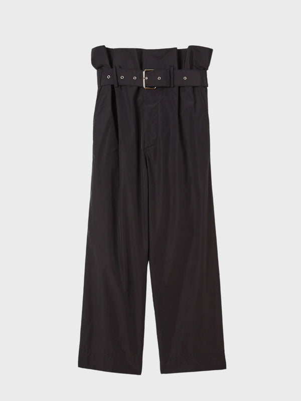 Parachute Belted Black Trousers - Black
